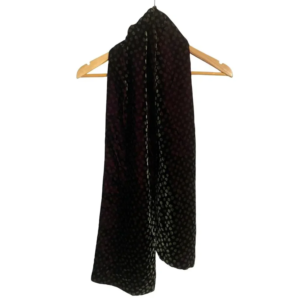Trisha Needham velvet scarf burgundy polka dot made in England